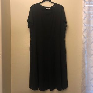 Black cotton blend dress with pockets